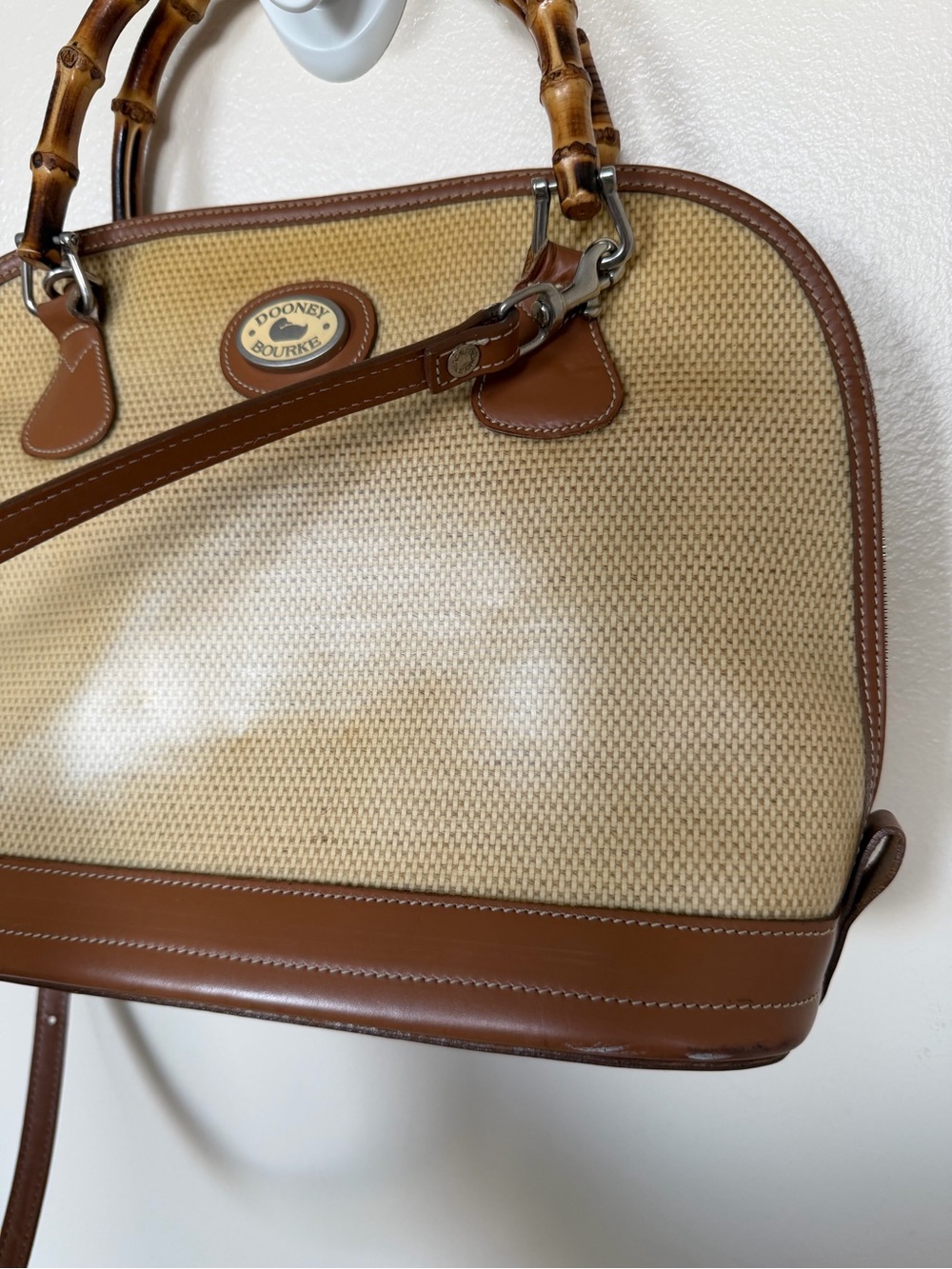 DOONEY & BOURKE Vintage Handbag Shoulder bag with Bamboo Handles - Picture 3 of 14